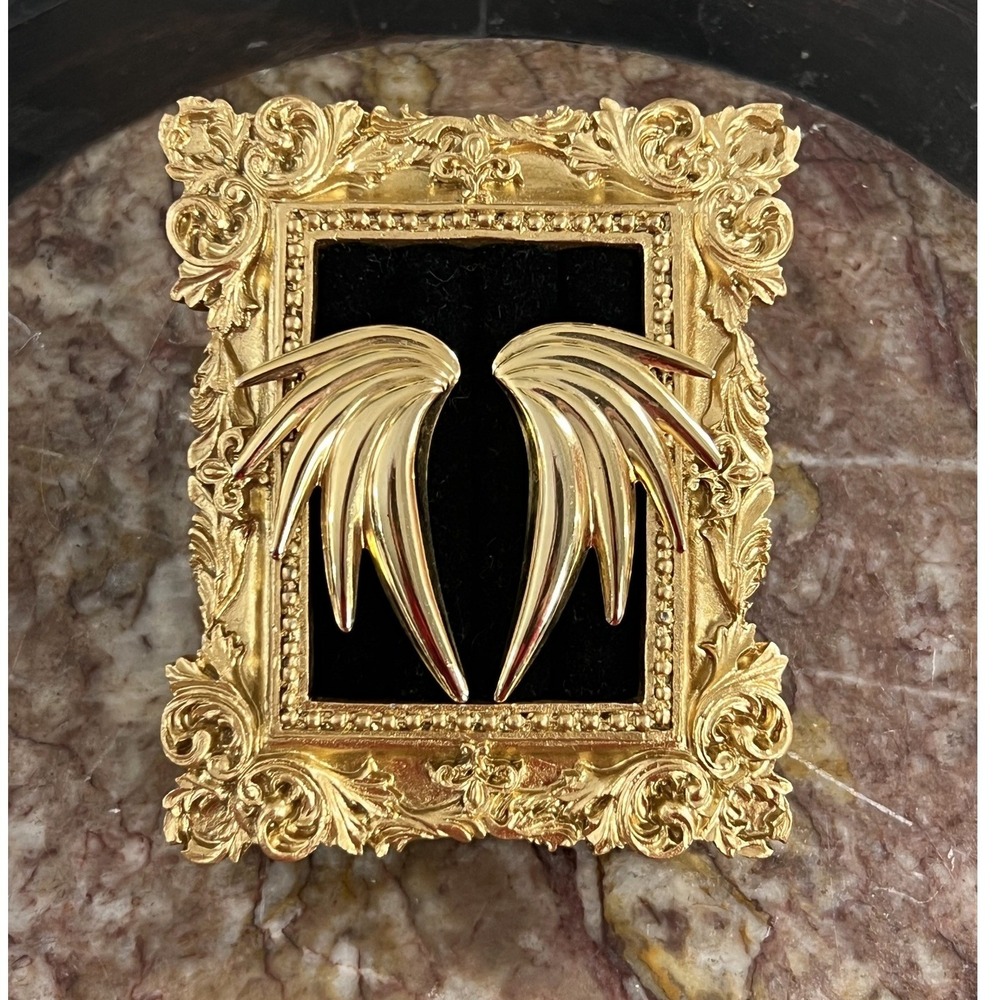 Vintage Gold Wing Statement Earrings